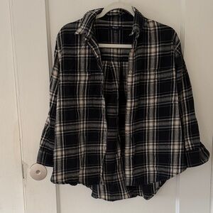 Madewell Black and Cream Plaid Shirt